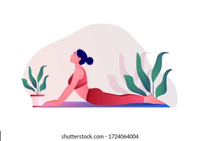 Creative poster or banner design with illustration of woman doing yoga for Yoga Day Celebration.