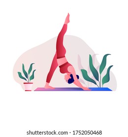 Afiche creativo o diseño de pancartas con ilustración de una mujer haciendo yoga para la celebración del Día del Yoga.