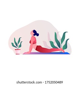 Creative poster or banner design with illustration of woman doing yoga for Yoga Day Celebration.