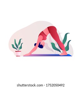 Creative poster or banner design with illustration of woman doing yoga for Yoga Day Celebration.