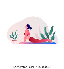 Creative poster or banner design with illustration of woman doing yoga for Yoga Day Celebration.