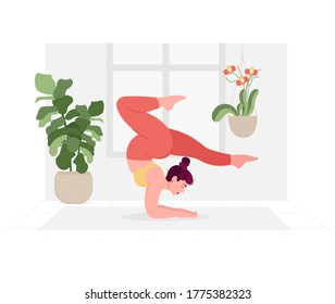 Creative poster or banner design with illustration of woman doing yoga for Yoga Day Celebration.