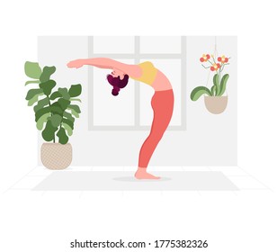 Creative poster or banner design with illustration of woman doing yoga for Yoga Day Celebration.