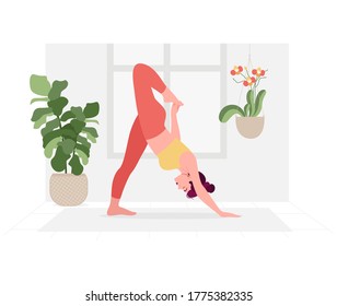 Creative poster or banner design with illustration of woman doing yoga for Yoga Day Celebration.