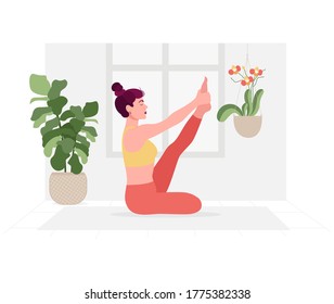 Creative poster or banner design with illustration of woman doing yoga for Yoga Day Celebration.