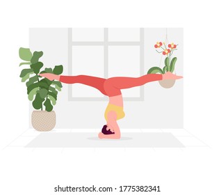 Creative poster or banner design with illustration of woman doing yoga for Yoga Day Celebration.