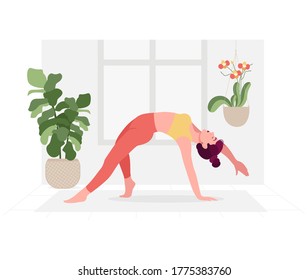 Afiche creativo o diseño de pancartas con ilustración de una mujer haciendo yoga para la celebración del Día del Yoga.