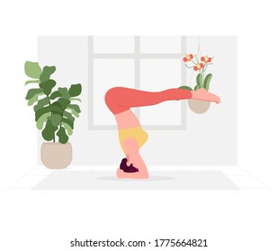 Creative poster or banner design with illustration of woman doing yoga for Yoga Day Celebration.