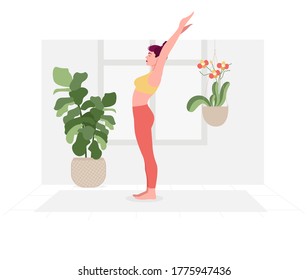 Creative poster or banner design with illustration of woman doing yoga for Yoga Day Celebration.