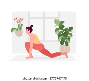 Creative poster or banner design with illustration of woman doing yoga for Yoga Day Celebration.