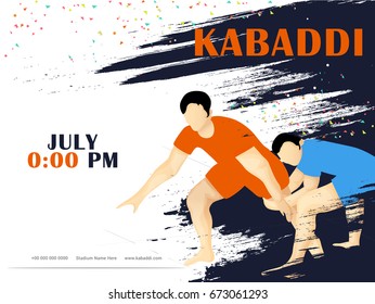 Creative poster or Banner design with playing kabaddi players on grunge background for kabaddi championship League concept.