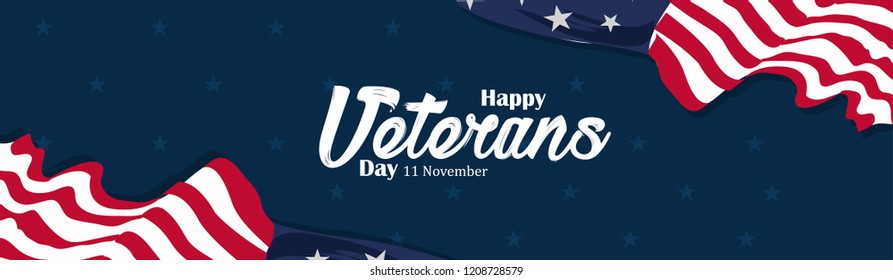 Creative poster banner design for veterans day. Honoring all who served. November 11