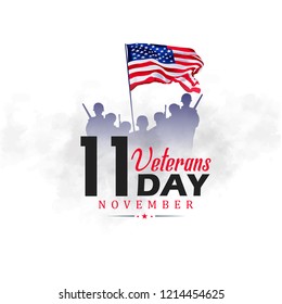 Creative poster banner design for veterans day with flag, Honoring all who served. November 11