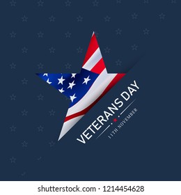 Creative poster banner design for veterans day with flag, Honoring all who served. November 11