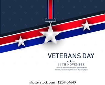 Creative poster banner design for veterans day with flag, Honoring all who served. November 11