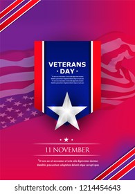 Creative poster banner design for veterans day with flag, Honoring all who served. November 11