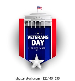 Creative poster banner design for veterans day with flag, Honoring all who served. November 11