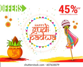 Creative Poster Or Banner  For Festival Of Gudi Padwa Celebration Background.