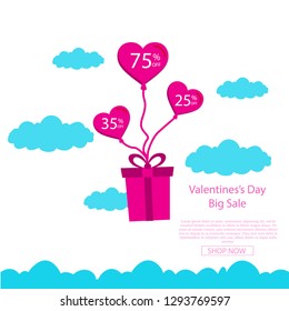 Creative Poster, Banner or Flyer design discount offer on Top Brands for Happy Valentine's Day celebration
