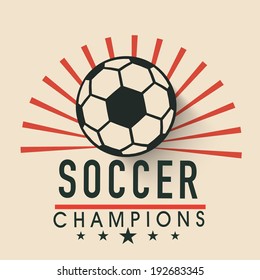 Creative poster, banner or flyer design with shiny soccer ball and stylish text soccer champion on stylish background. 