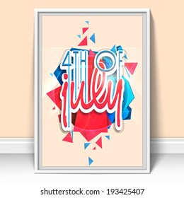 Creative poster, banner or flyer design with stylish text 4th of July on grungy flag colors background for Independence Day celebrations.