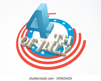 Creative poster, banner or flyer design with stylish 3D text 4th of July on flag colors background for American Independence Day celebration.