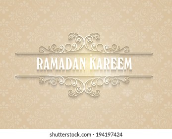 Creative poster, banner or flyer design with stylish text Ramadan Kareem on floral decorated brown background.