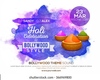 Creative Poster, Banner or Flyer design with dry colours for Indian Festival, Holi celebration.