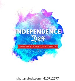 Creative Poster, Banner or Flyer design with fireworks for American Independence Day celebration.