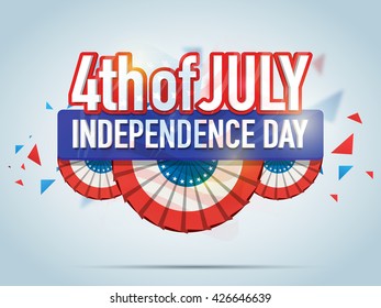 Creative Poster, Banner or Flyer design with stylish text 4th of July in American Flag colors for Independence Day celebration.