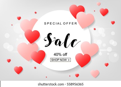 Creative Poster, Banner or Flyer design of Sale with 50% discount offer on Top Brands for Happy Valentine's Day celebration.