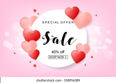 Creative Poster, Banner or Flyer design of Sale with 50% discount offer on Top Brands for Happy Valentine's Day celebration.