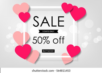 Creative Poster, Banner or Flyer design of Sale. Happy Valentine's Day celebration.