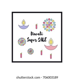 Creative poster, banner or flyer design of Diwali Sale for Indian Festival of Lights, Happy Diwali.