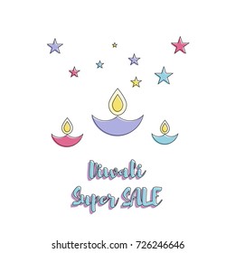 Creative poster, banner or flyer design of Diwali Sale for Indian Festival of Lights, Happy Diwali.
