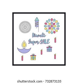 Creative poster, banner or flyer design of Diwali Sale for Indian Festival of Lights, Happy Diwali.