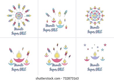 Creative poster, banner or flyer design of Diwali Sale for Indian Festival of Lights, Happy Diwali.