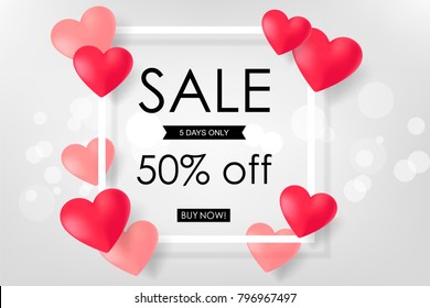 Creative Poster, Banner or Flyer design of Sale. Happy Valentine