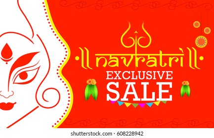 Creative Poster Or Banner Of Indian Festival Navratri Celebration,Big Navratri sale offers background.