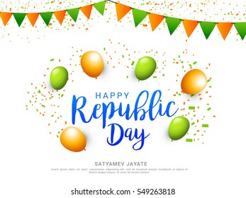 Creative poster or banner for indian republic day lettering background.