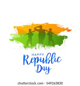 Creative poster or banner for indian republic day lettering background.