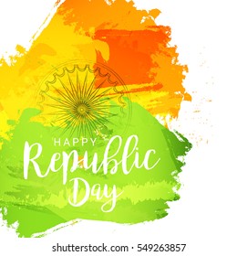 Creative poster or banner for indian republic day lettering background.