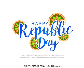 Creative poster or banner for indian republic day lettering background.
