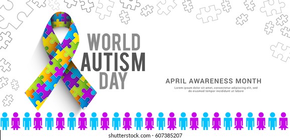 Creative Poster Or Banner Of World Autism Awareness Day.