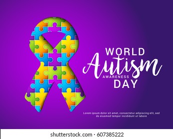 Creative Poster Or Banner Of World Autism Awareness Day.