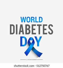 Creative Poster Or Banner Of World Diabetes Day With Awareness Ribbon.