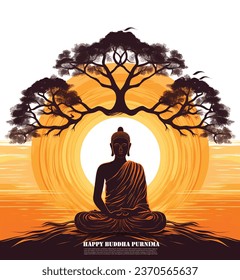 afiche creativo para Buddha Purnima con una bonita y creativa ilustración del diseño.