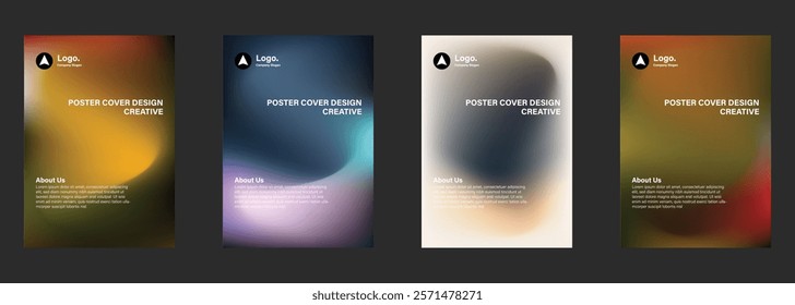 Creative Poster Cover Designs Gradient Backgrounds, Logo, About Us