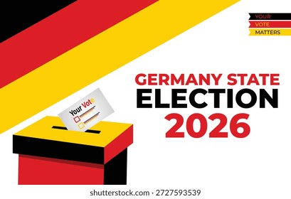 Design de cartaz criativo para a eleição estadual da Alemanha 2026 ideal para campanhas políticas e conscientização do eleitor