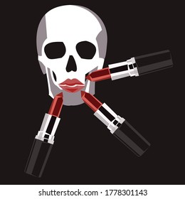 creative poster featuring lipstick and a skull